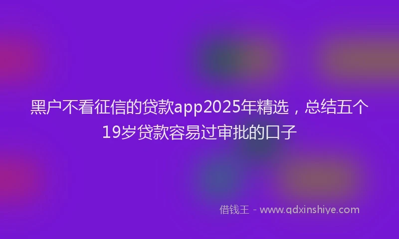 黑户不看征信的贷款app2025年精选，总结五个19岁贷款容易过审批的口子