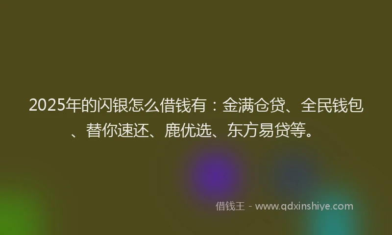 2025年的闪银怎么借钱有：金满仓贷、全民钱包、替你速还、鹿优选、东方易贷等。