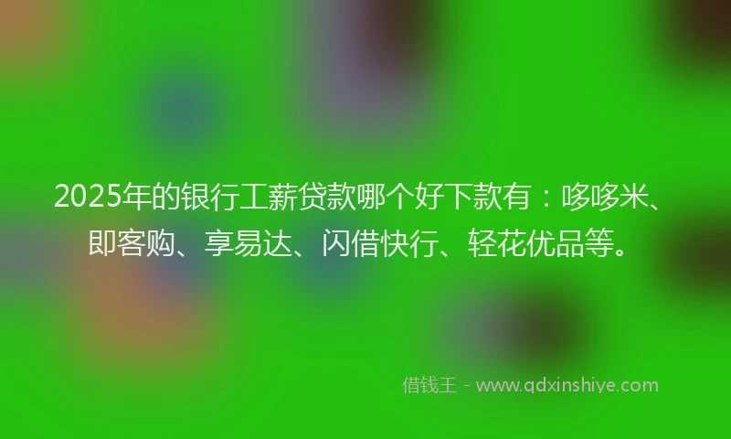 2025年的银行工薪贷款哪个好下款有：哆哆米、即客购、享易达、闪借快行、轻花优品等。