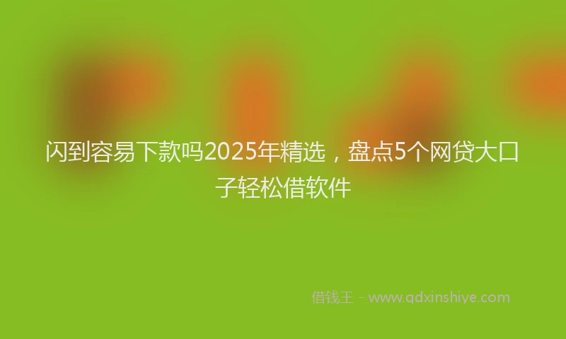 闪到容易下款吗2025年精选，盘点5个网贷大口子轻松借软件