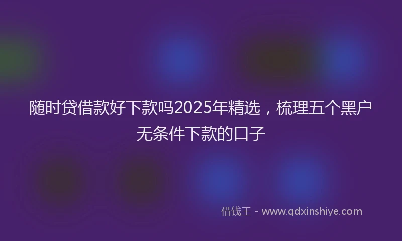 随时贷借款好下款吗2025年精选，梳理五个黑户无条件下款的口子