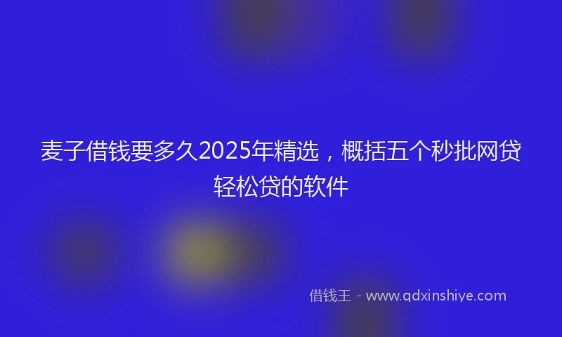 麦子借钱要多久2025年精选，概括五个秒批网贷轻松贷的软件