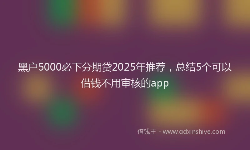黑户5000必下分期贷2025年推荐，总结5个可以借钱不用审核的app