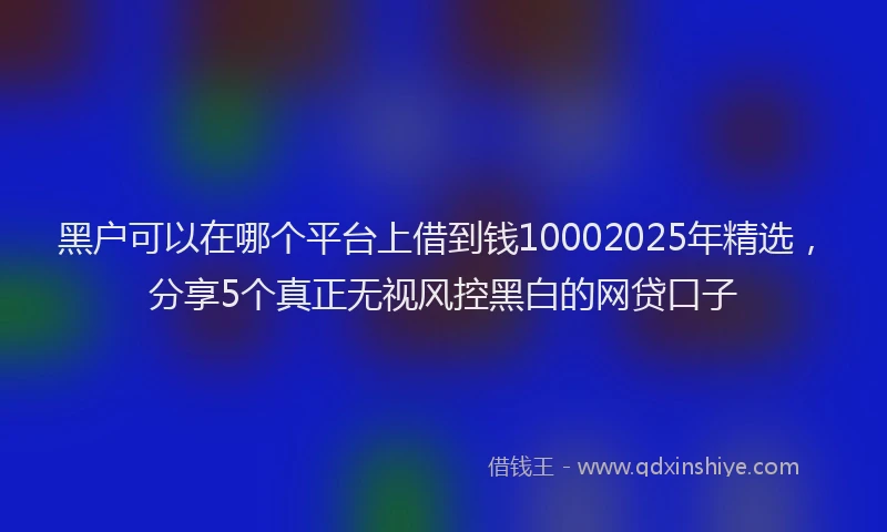 黑户可以在哪个平台上借到钱10002025年精选，分享5个真正无视风控黑白的网贷口子
