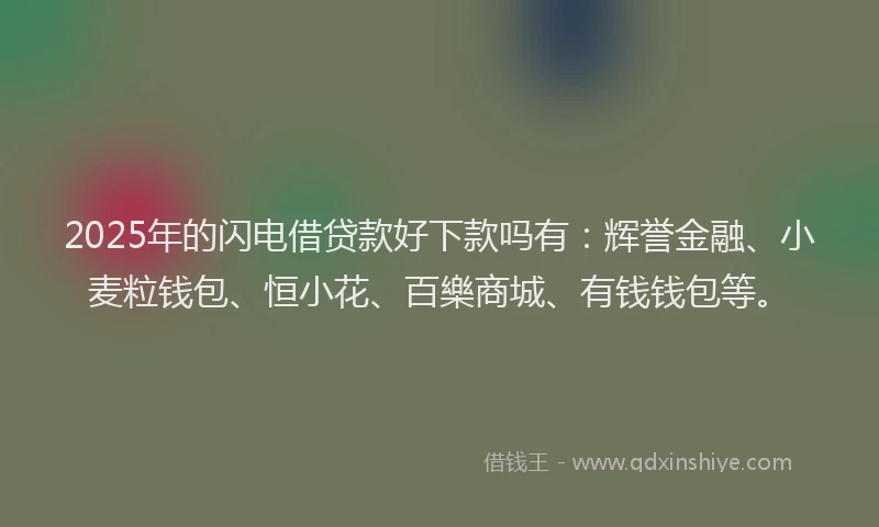 2025年的闪电借贷款好下款吗有：辉誉金融、小麦粒钱包、恒小花、百樂商城、有钱钱包等。