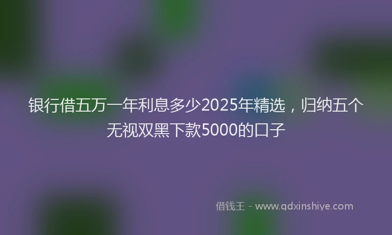 银行借五万一年利息多少2025年精选，归纳五个无视双黑下款5000的口子