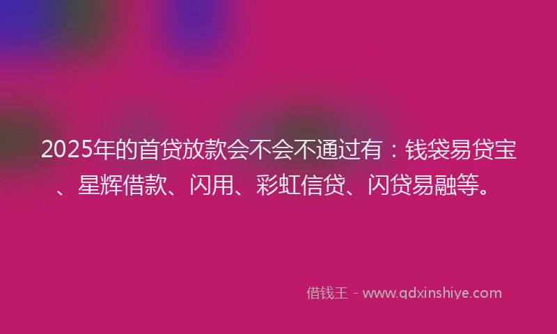 2025年的首贷放款会不会不通过有：钱袋易贷宝、星辉借款、闪用、彩虹信贷、闪贷易融等。
