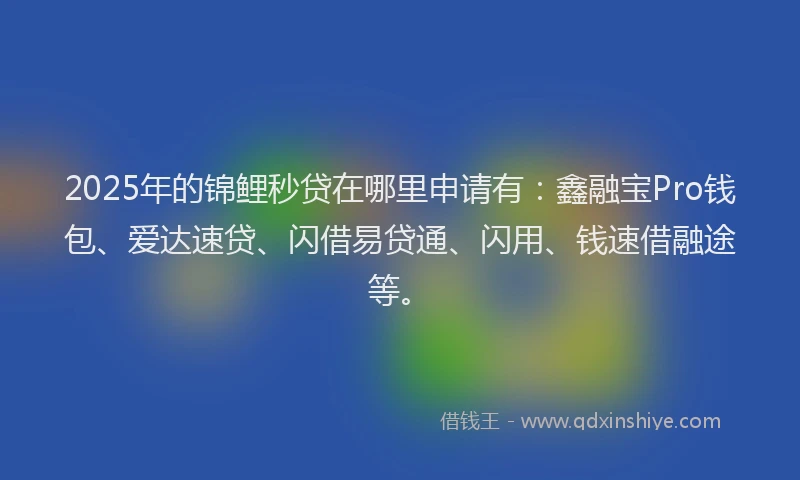 2025年的锦鲤秒贷在哪里申请有：鑫融宝Pro钱包、爱达速贷、闪借易贷通、闪用、钱速借融途等。