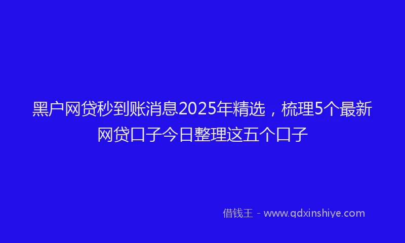 黑户网贷秒到账消息2025年精选，梳理5个最新网贷口子今日整理这五个口子
