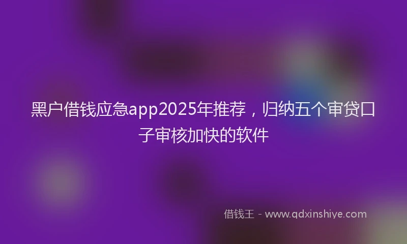 黑户借钱应急app2025年推荐，归纳五个审贷口子审核加快的软件