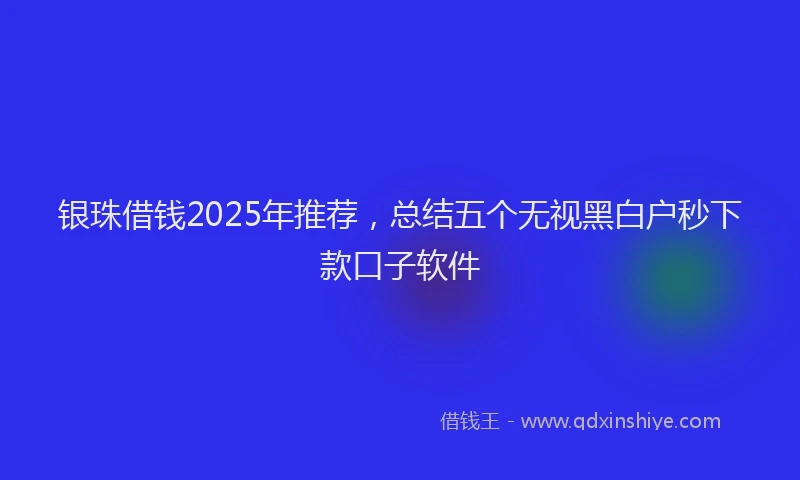 银珠借钱2025年推荐，总结五个无视黑白户秒下款口子软件