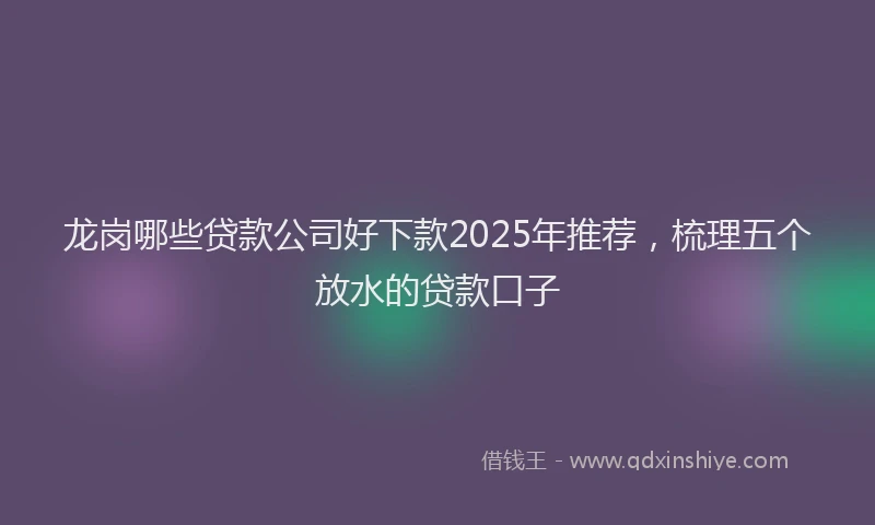龙岗哪些贷款公司好下款2025年推荐，梳理五个放水的贷款口子