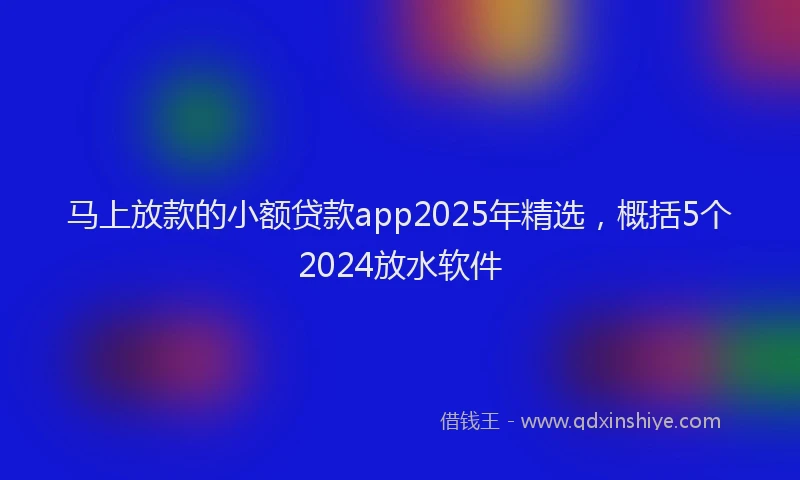 马上放款的小额贷款app2025年精选，概括5个2024放水软件