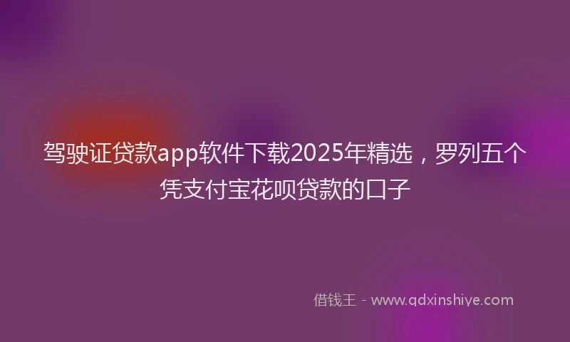 驾驶证贷款app软件下载2025年精选，罗列五个凭支付宝花呗贷款的口子