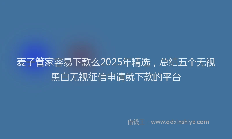 麦子管家容易下款么2025年精选，总结五个无视黑白无视征信申请就下款的平台