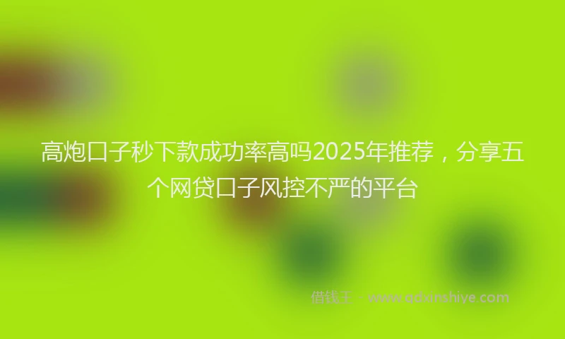 高炮口子秒下款成功率高吗2025年推荐，分享五个网贷口子风控不严的平台