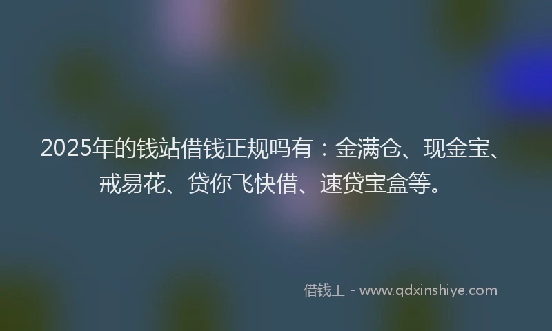 2025年的钱站借钱正规吗有：金满仓、现金宝、戒易花、贷你飞快借、速贷宝盒等。