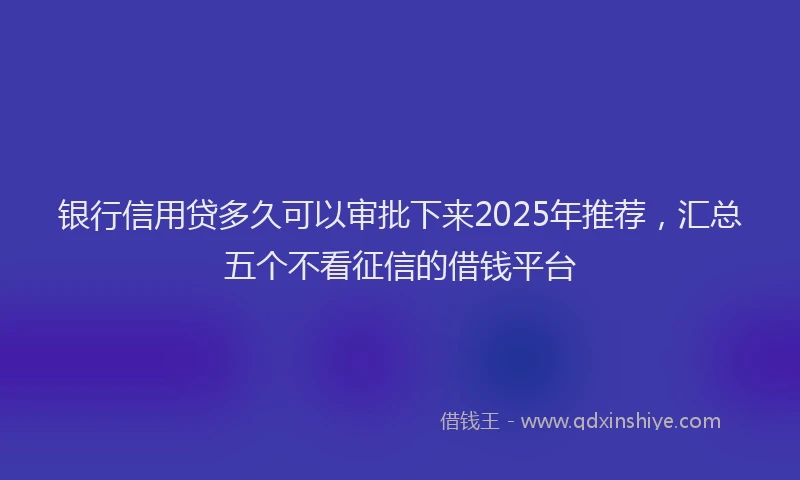 银行信用贷多久可以审批下来2025年推荐，汇总五个不看征信的借钱平台