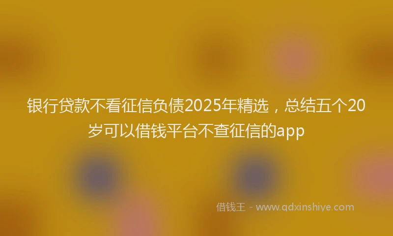 银行贷款不看征信负债2025年精选，总结五个20岁可以借钱平台不查征信的app
