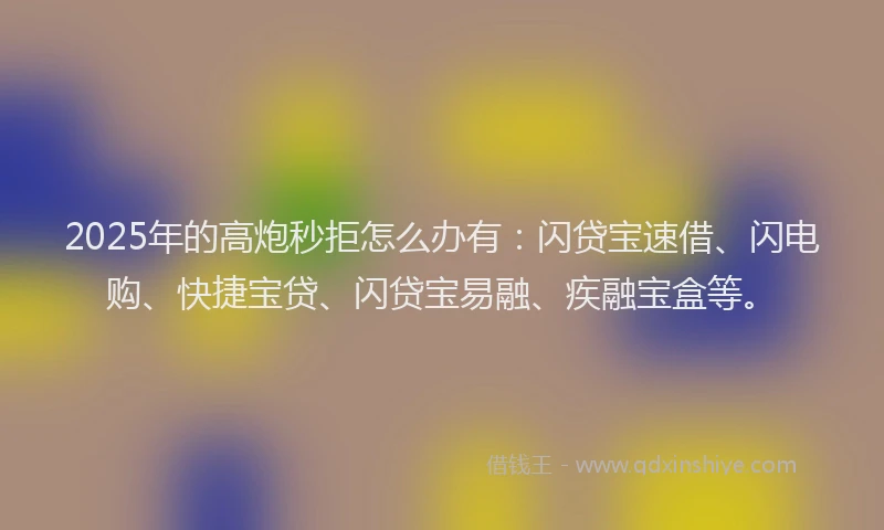 2025年的高炮秒拒怎么办有：闪贷宝速借、闪电购、快捷宝贷、闪贷宝易融、疾融宝盒等。