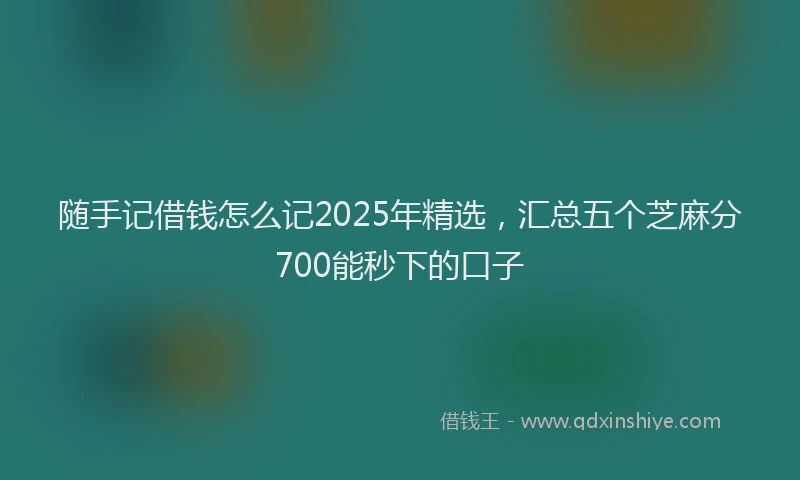随手记借钱怎么记2025年精选，汇总五个芝麻分700能秒下的口子