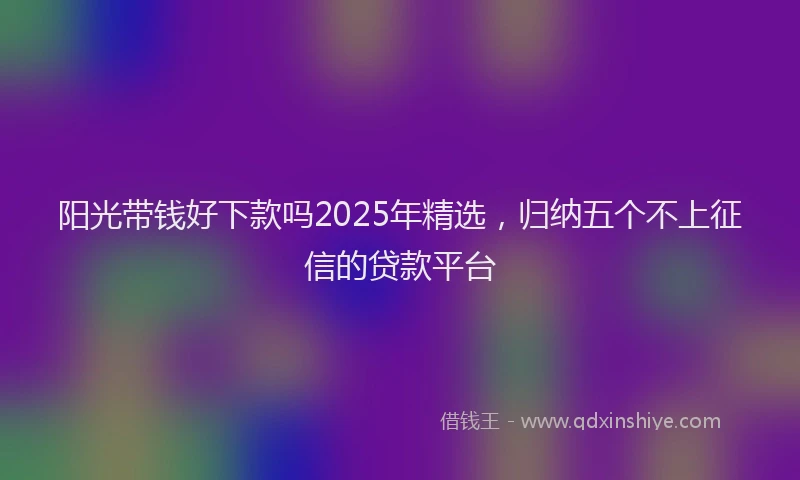 阳光带钱好下款吗2025年精选，归纳五个不上征信的贷款平台