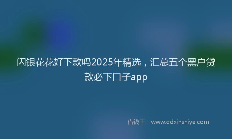 闪银花花好下款吗2025年精选，汇总五个黑户贷款必下口子app