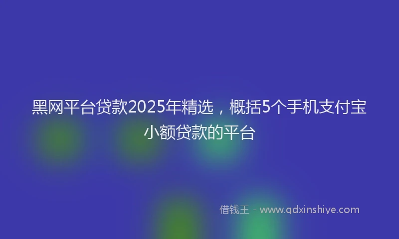 黑网平台贷款2025年精选，概括5个手机支付宝小额贷款的平台