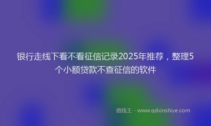 银行走线下看不看征信记录2025年推荐，整理5个小额贷款不查征信的软件