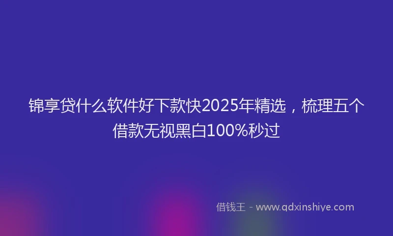 锦享贷什么软件好下款快2025年精选，梳理五个借款无视黑白100%秒过