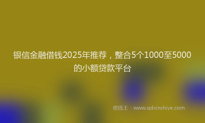 银信金融借钱2025年推荐，整合5个1000至5000的小额贷款平台