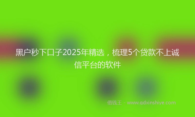 黑户秒下口子2025年精选，梳理5个贷款不上诚信平台的软件