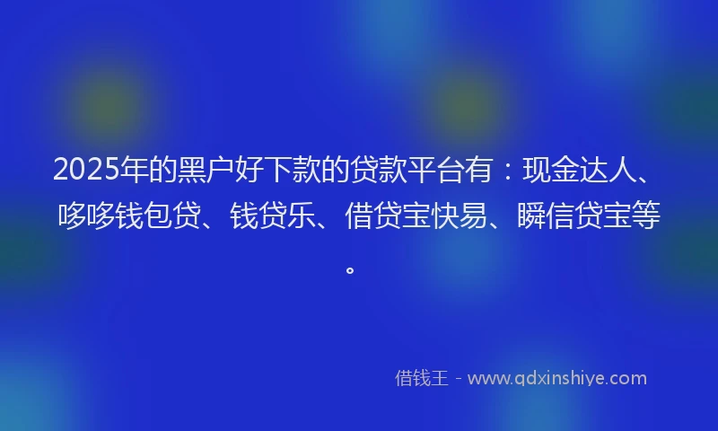 2025年的黑户好下款的贷款平台有：现金达人、哆哆钱包贷、钱贷乐、借贷宝快易、瞬信贷宝等。