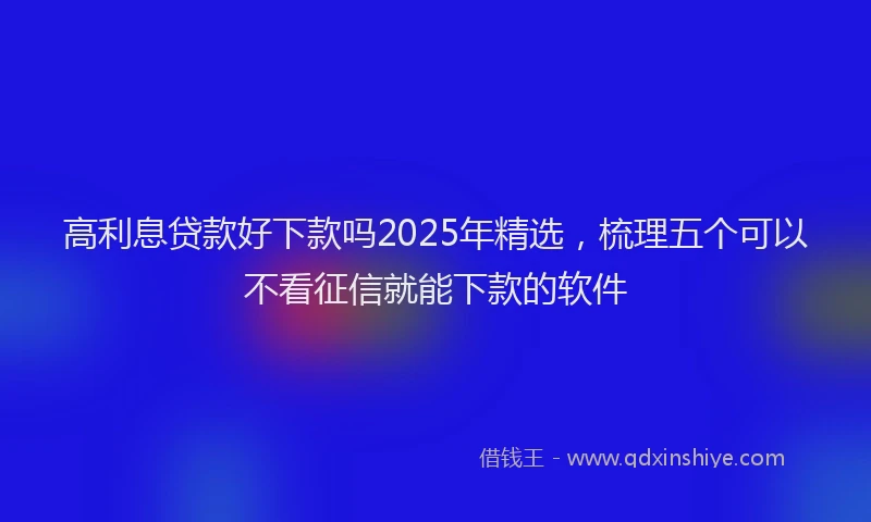 高利息贷款好下款吗2025年精选，梳理五个可以不看征信就能下款的软件