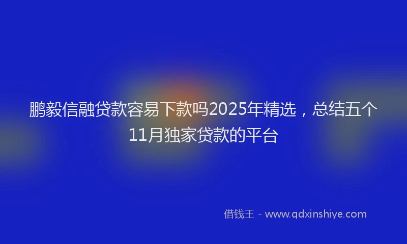鹏毅信融贷款容易下款吗2025年精选，总结五个11月独家贷款的平台
