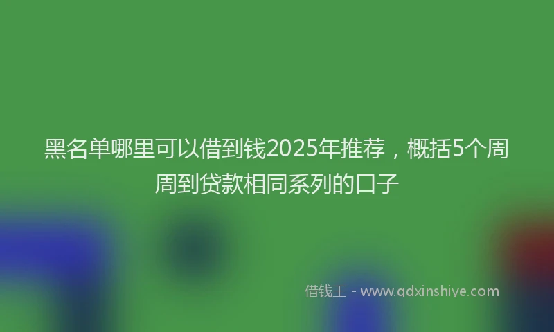 黑名单哪里可以借到钱2025年推荐，概括5个周周到贷款相同系列的口子