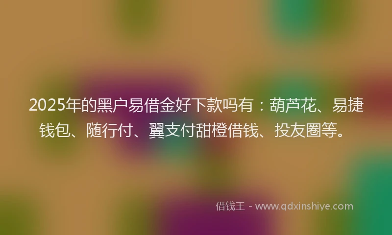 2025年的黑户易借金好下款吗有：葫芦花、易捷钱包、随行付、翼支付甜橙借钱、投友圈等。