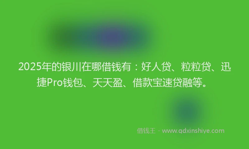 2025年的银川在哪借钱有：好人贷、粒粒贷、迅捷Pro钱包、天天盈、借款宝速贷融等。