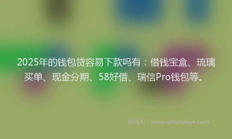 2025年的钱包贷容易下款吗有：借钱宝盒、琉璃买单、现金分期、58好借、瑞信Pro钱包等。