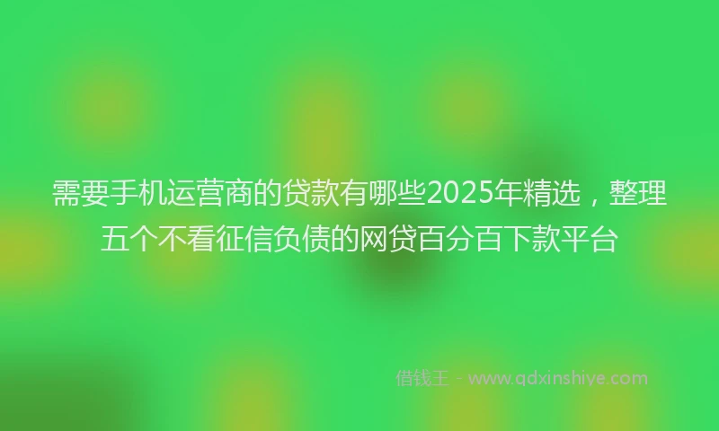 需要手机运营商的贷款有哪些2025年精选，整理五个不看征信负债的网贷百分百下款平台