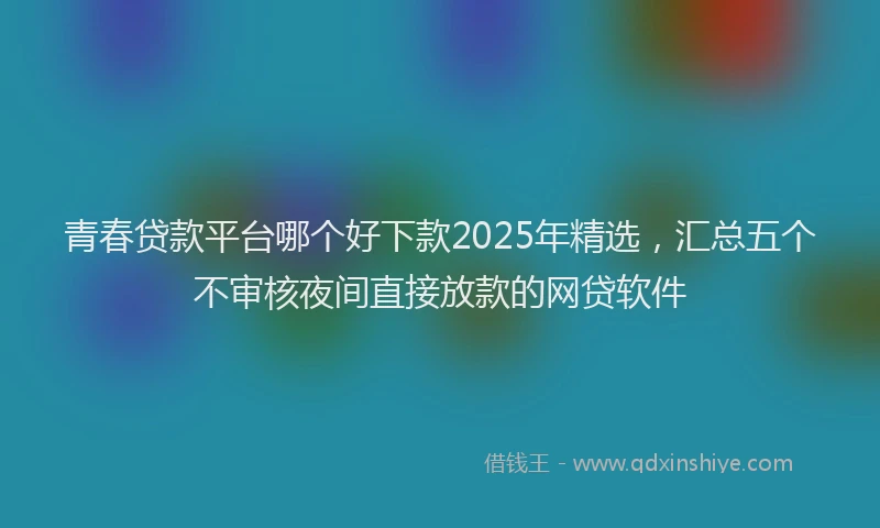 青春贷款平台哪个好下款2025年精选，汇总五个不审核夜间直接放款的网贷软件