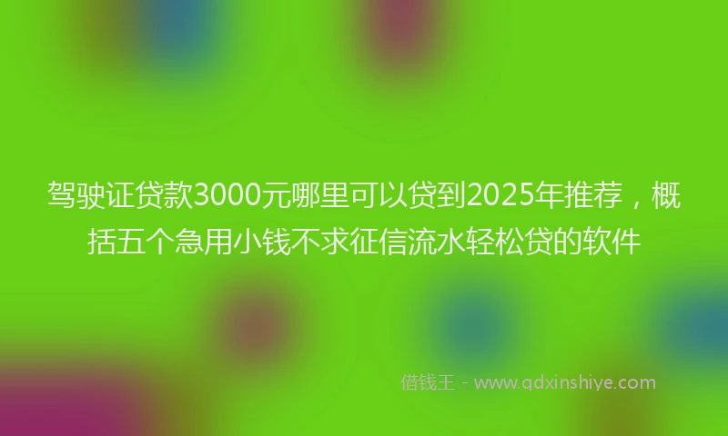 驾驶证贷款3000元哪里可以贷到2025年推荐，概括五个急用小钱不求征信流水轻松贷的软件