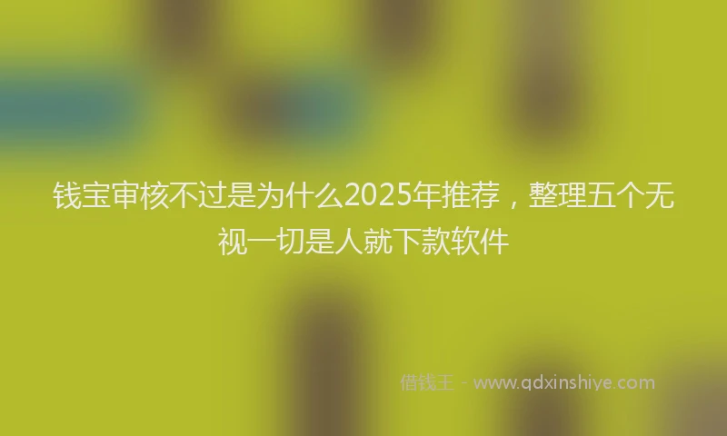 钱宝审核不过是为什么2025年推荐，整理五个无视一切是人就下款软件