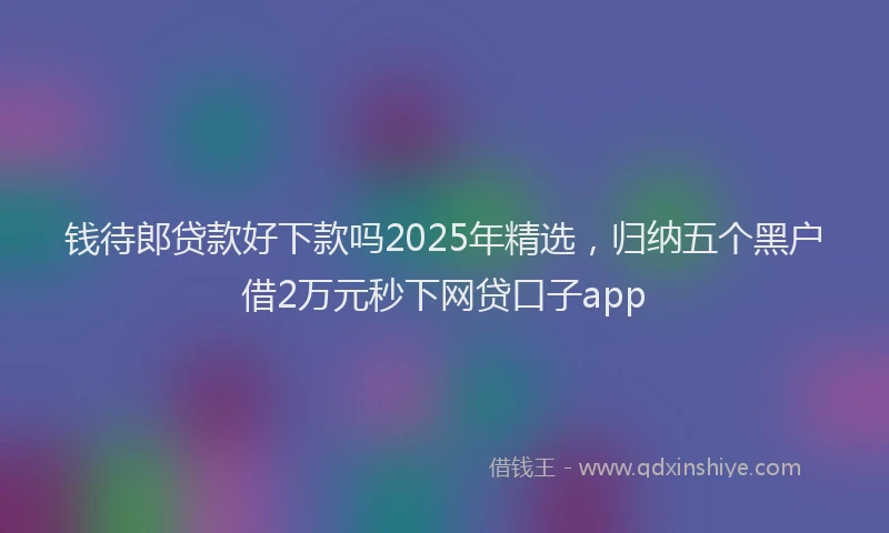 钱待郎贷款好下款吗2025年精选，归纳五个黑户借2万元秒下网贷口子app