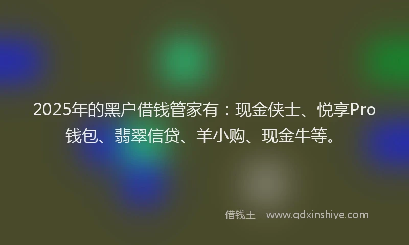2025年的黑户借钱管家有：现金侠士、悦享Pro钱包、翡翠信贷、羊小购、现金牛等。