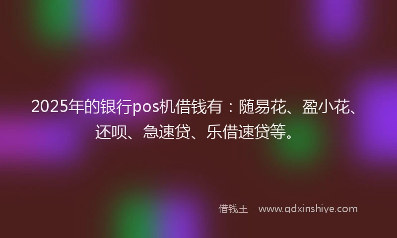 2025年的银行pos机借钱有：随易花、盈小花、还呗、急速贷、乐借速贷等。