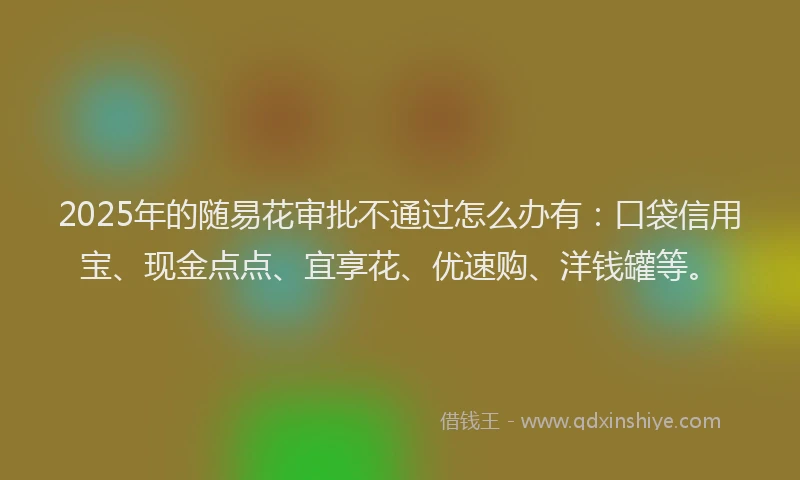 2025年的随易花审批不通过怎么办有：口袋信用宝、现金点点、宜享花、优速购、洋钱罐等。