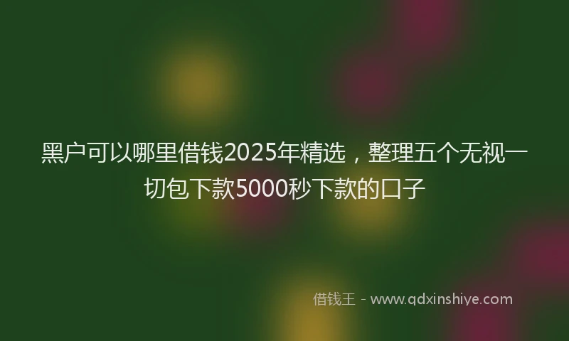 黑户可以哪里借钱2025年精选，整理五个无视一切包下款5000秒下款的口子