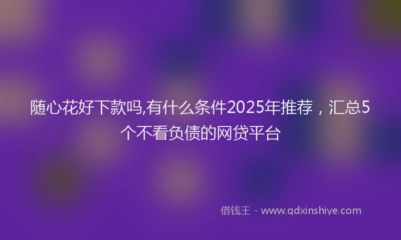 随心花好下款吗,有什么条件2025年推荐，汇总5个不看负债的网贷平台
