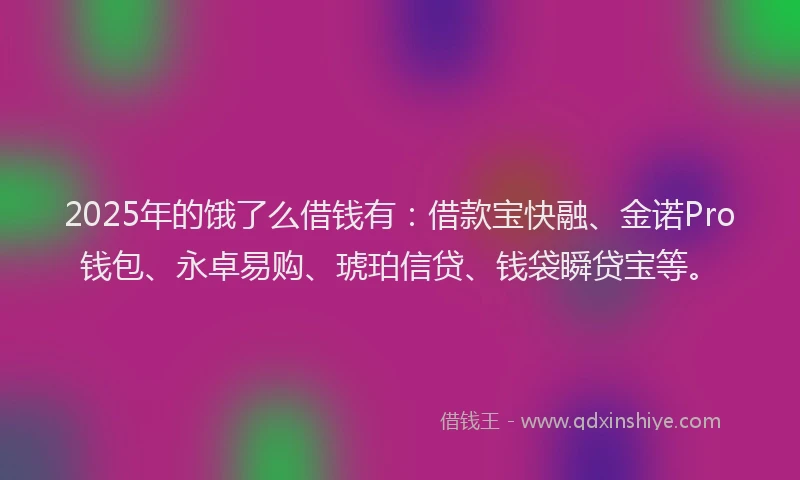 2025年的饿了么借钱有：借款宝快融、金诺Pro钱包、永卓易购、琥珀信贷、钱袋瞬贷宝等。